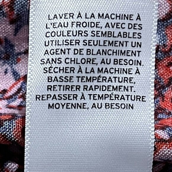 Abound women’s size M navy floral long sleeve split neck ruffled collar top - Picture 6 of 7